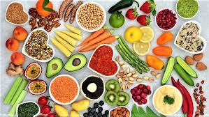 Colorful variety of plant-based foods and vegetables