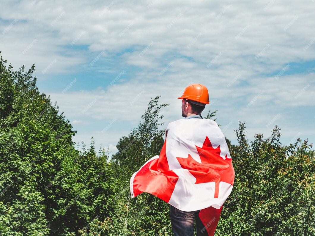 Young man in Canadian Flag